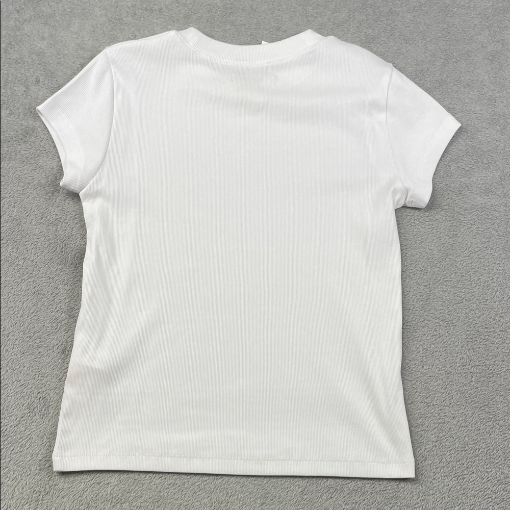 Madewell XS Ribbed White Short Sleeve T Shirt - Picture 7 of 9